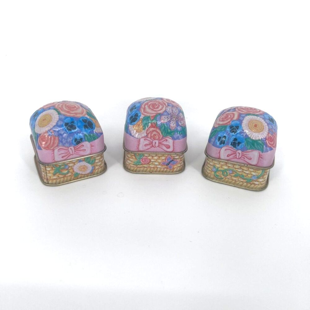 Small Earring Metal Boxes Set of 3 Trinket Jewelry Keepsake Tins Square 2x2